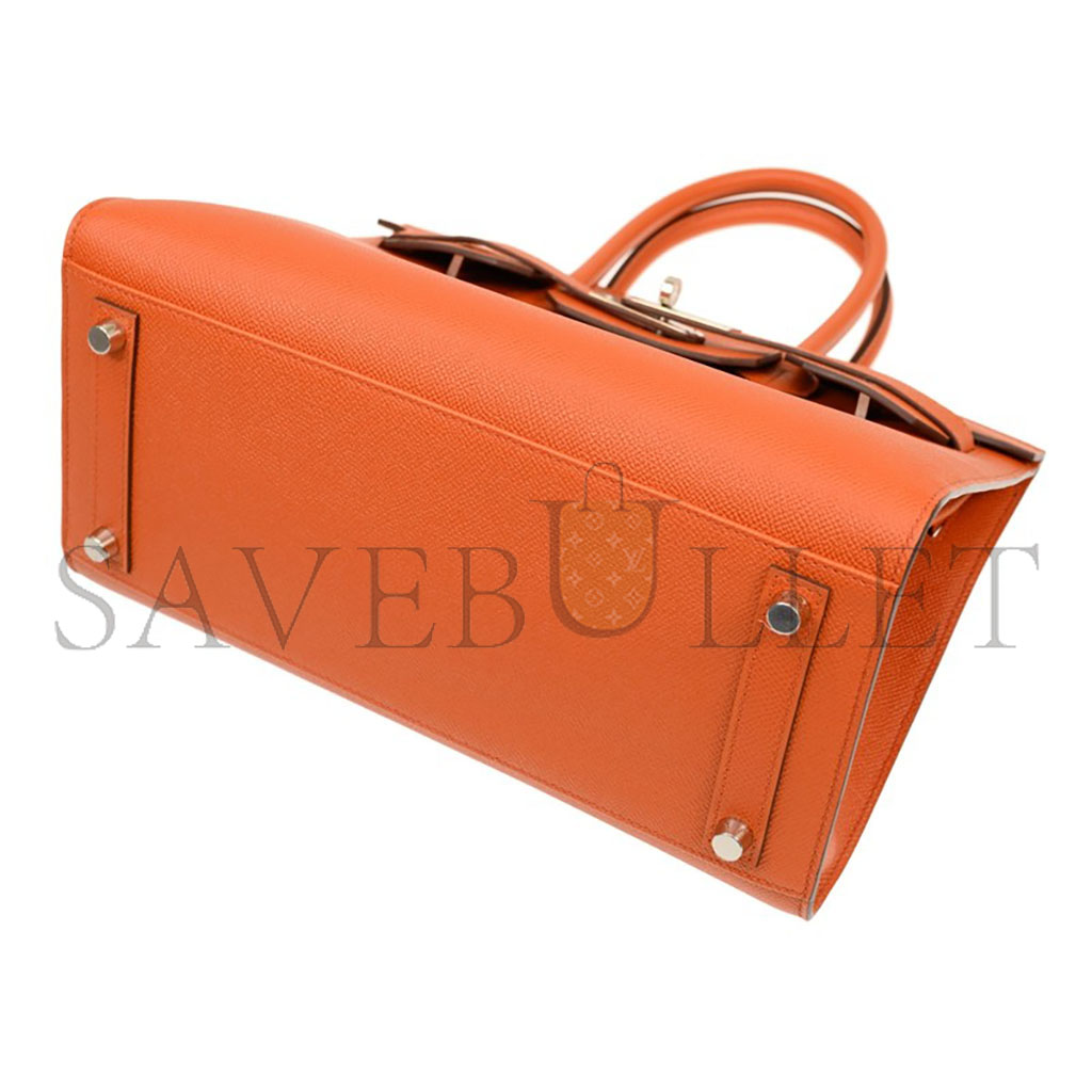 HERMES BIRKIN 35 EPSOM LEATHER ORANGE SILVER BUCKLE LUXURY BAG BK30R1EPSSO (35*28*18cm)